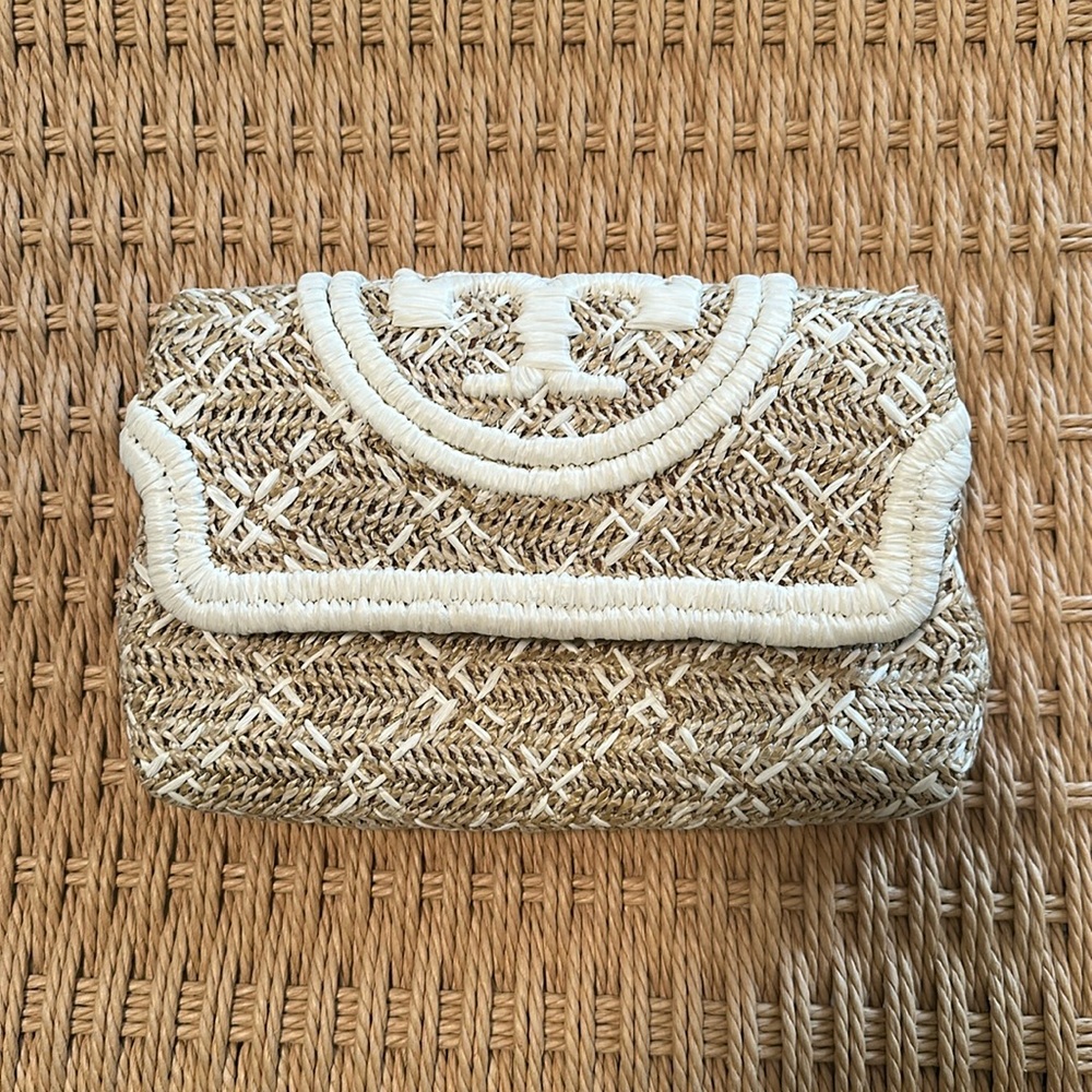 Tory Burch Fleming Straw Clutch